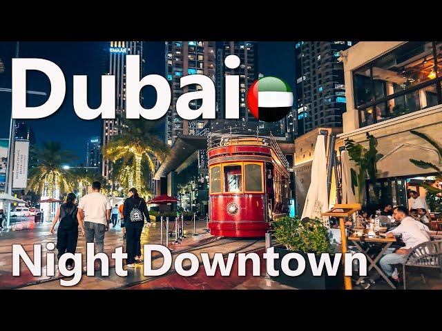 Night Dubai Walk City Centre Street life 4K