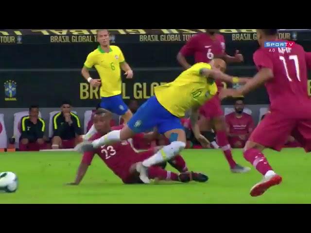 Neymar sofre lesão no tornozelo! Brasil x catar HD