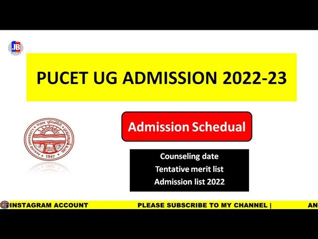 PUCET UG 2022 ADMISSION SCHEDUAL FULL DETAIL VIDEO COUSELLING DATE , MERIT LIST ,START CLASSES