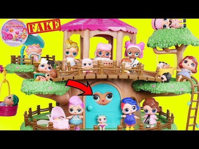 Fake LOL Surprise Dolls Tree House + LQL Lil Sisters!