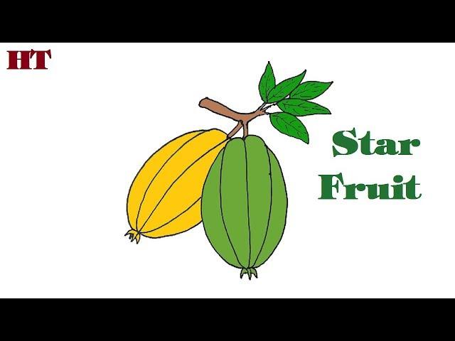 How to draw star fruit easy | Fruits drawing