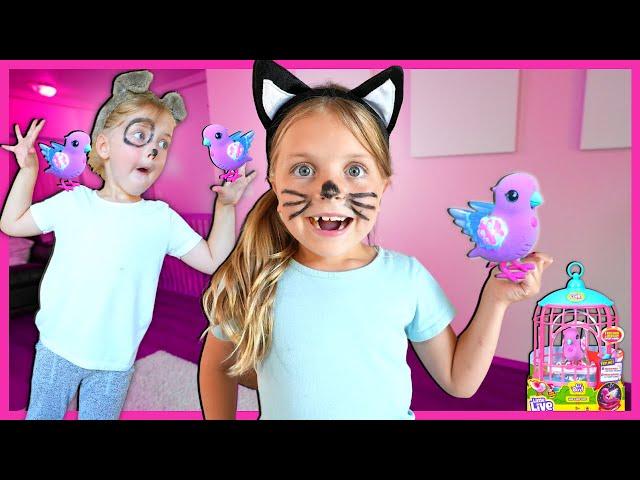 Kin Tin Cat and Roro Dog Tom and Jerry Pretend Play With Singing Lil Bird!