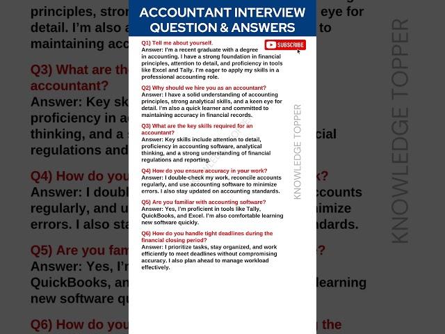 Accountant Interview Questions and Answers | Accounting Job Interview Questions