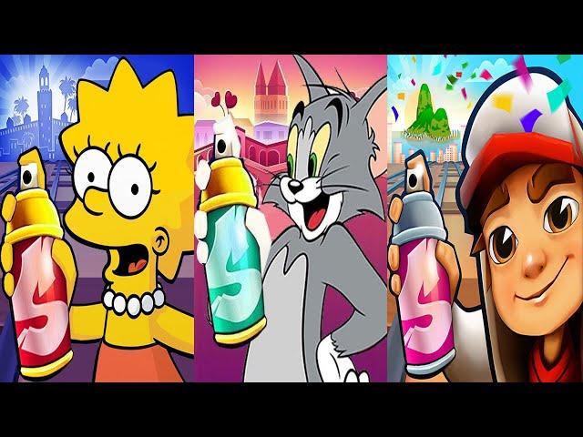 Subway Surfers Rio Carnival 2025 vs Lisa Simpson vs Talking Tom Run Gameplay HD