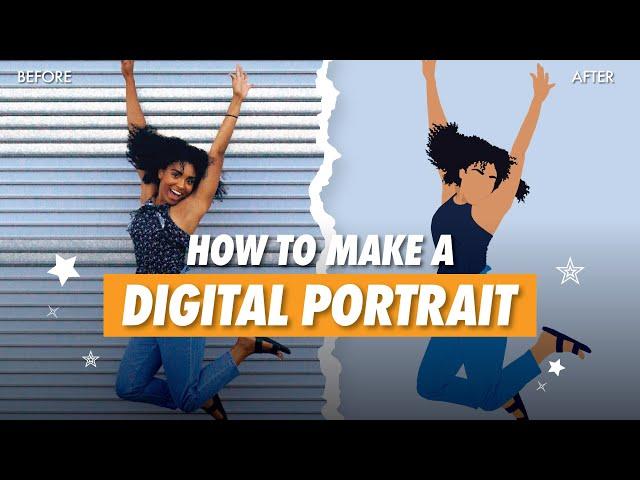 How to make FLAT ILLUSTRATION PORTRAIT: cartoon yourself tutorial based on a photo in procreate