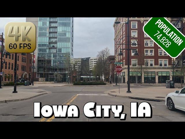 Driving Around Downtown Iowa City, Iowa in 4k Video