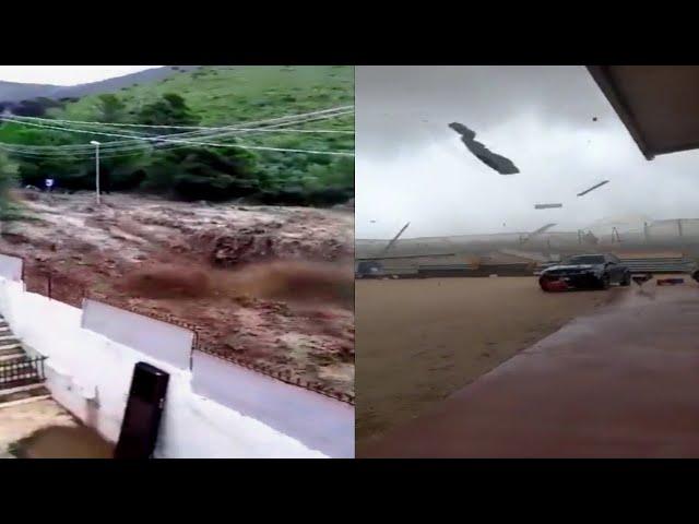 Scary footage from Italy! Destructive tornado and severe flooding