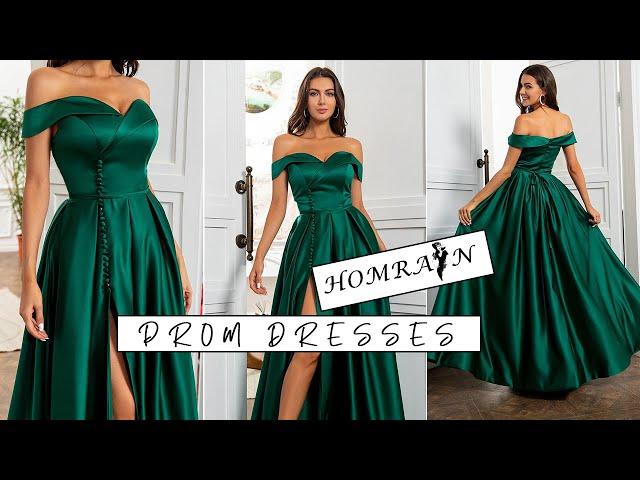 Homrain 2022 Green Off The Shoulder A Line Prom Dress