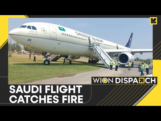 Pakistan: Saudia flight landing gear catches fire | WION Dispatch