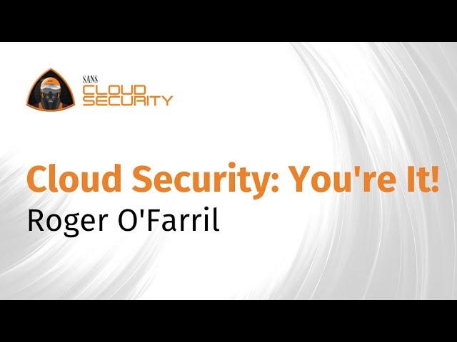 Cloud Security: You’re it!