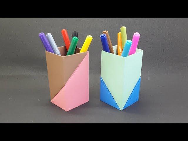 Paper Pen Holder Easy | How To Make Paper Pencil Stand | DIY Handmade Origami Pen Stand