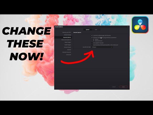 DaVinci Resolve Users on Intel CPUs, change these settings NOW!