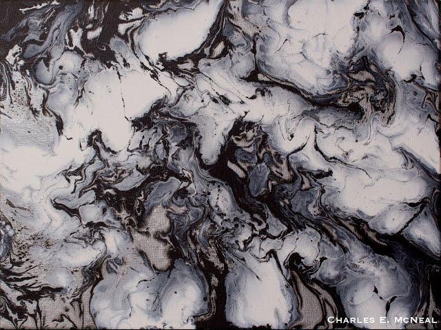 Abstract Acrylic Fluid Painting Demo | Untitled Monochrome (no.1) by Charles E. McNeal