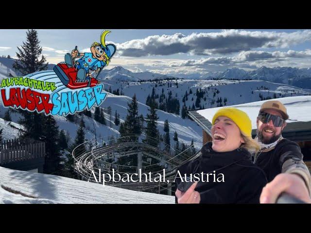 Alpbach Lausersauser Coaster, On Ride POV. Rollercoaster in the Austrian Mountains! 4K Winter 2024