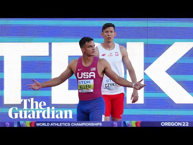 Devon Allen disqualified by 0.001sec in world 110m hurdles final