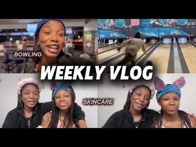 WEEKLY VLOG| Old School VS New School Family Bowling Night| My Skincare Routine ft. Bubble Skincare