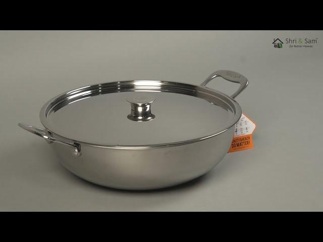 Stainless Steel Heavy Weight Kadhai with SS Lid Platinum