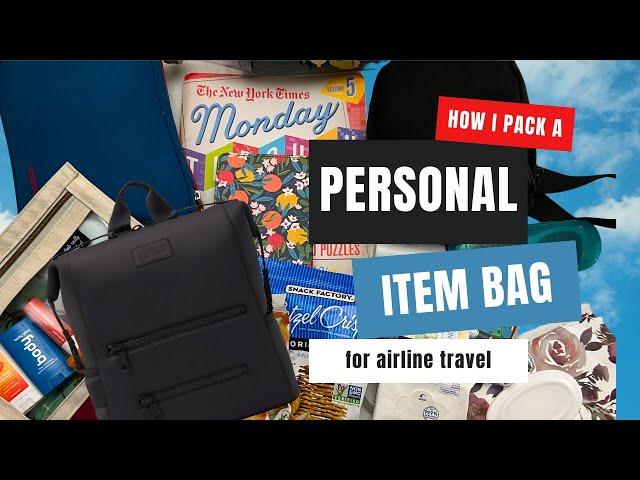 How to pack a personal item bag for underseat on an airplane with Amazon links!