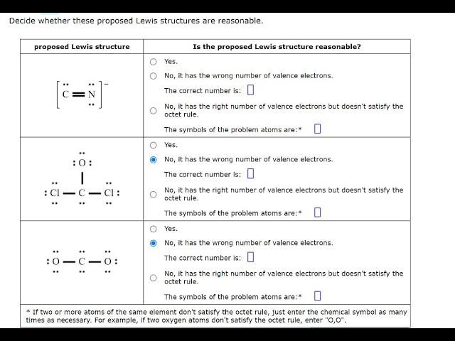 Decide whether these proposed Lewis structures are reasonable | Question Series 4th | HomeworkLIB