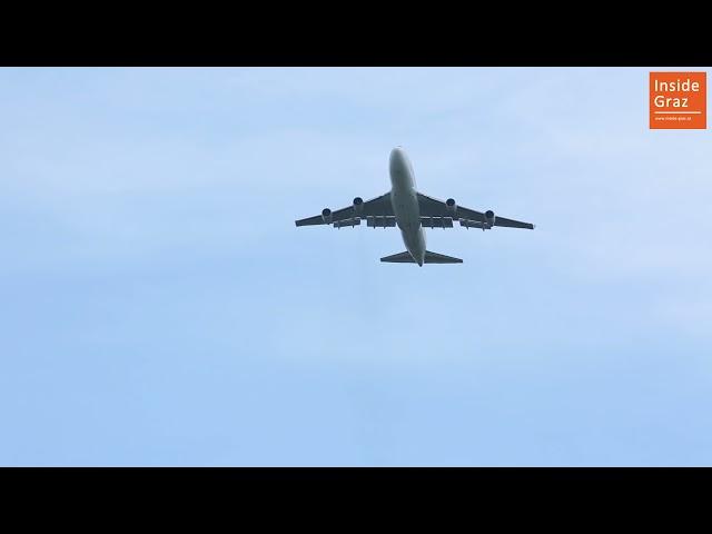 Durchstartmanöver Boeing 747 wegen Windböe (Flughafen Graz)