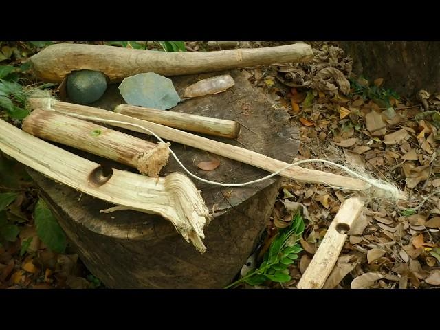 Bow-drill fire with stone tools- Tropical survival skills