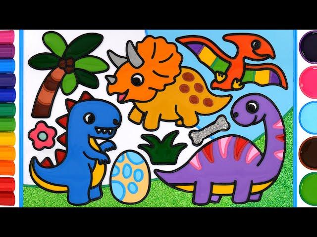 Cute dinosaurs Jelly Coloring & Painting for Kids | Dinosaurus Mewarnai untuk Anak & Balita