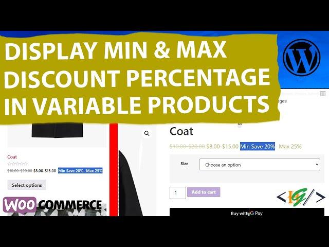 How to Show Maximum & Minimum Discount Price in Percentage for Variable Products Only in WooCommerce