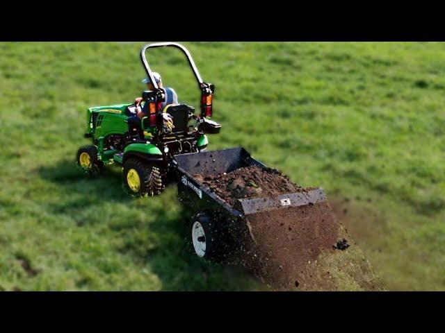 FIRST USE Manure Spreader for Subcompact Tractors! John Deere 1025R