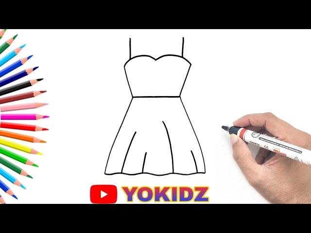 How To Draw A Dress 15 | How to draw a dress  | YoKidz Drawing | YoKidz Channel