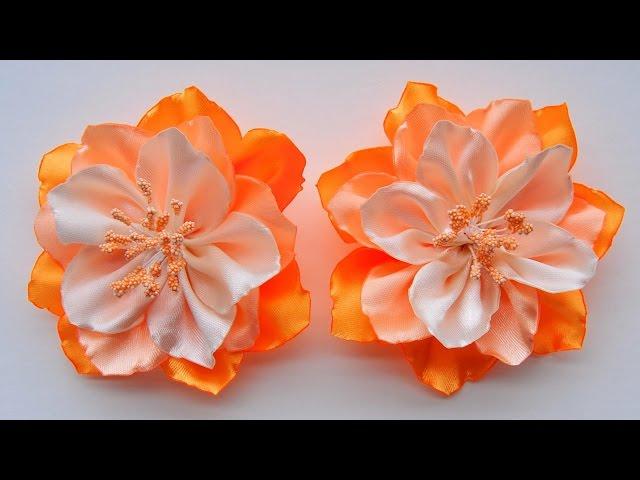 Цветы из лент своими руками / Ribbon Flower Tutorial /  NataliDoma