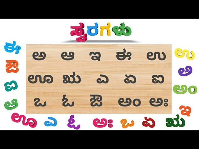 Kannada Varnamale | Kannada swaragalu | Kannada alphabets | ಕನ್ನಡ ವರ್ಣಮಾಲೆ | Kannada vowels.