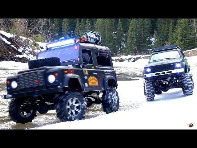 RC ADVENTURES - Gelände II 4x4 Defender D90 & Toyota Hilux Trail Finder 2 - Icy Scale RC Trucks