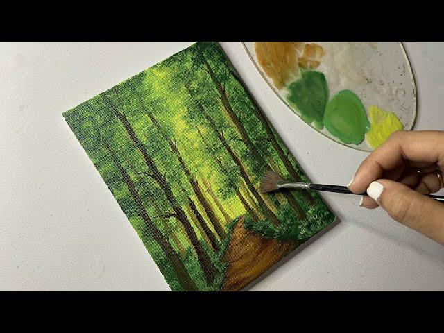 Forest pathway painting/ easy acrylic painting for beginners/#57 #acrylicpainting