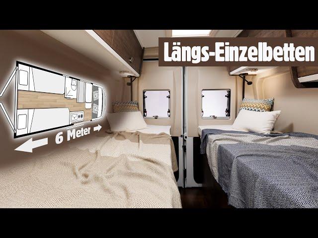 6 meter panel van motorhome with longitudinal beds