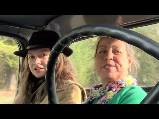 Two hot Chicks in my truck , hunting Christmas trees.