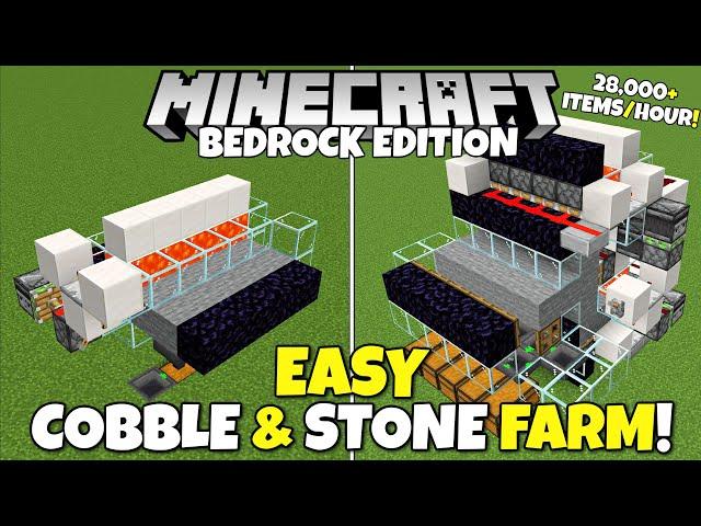 Minecraft Bedrock: EASY Cobblestone & Stone Farm Tutorial! 28,000 Items/Hour! MCPE Xbox PS5 PC