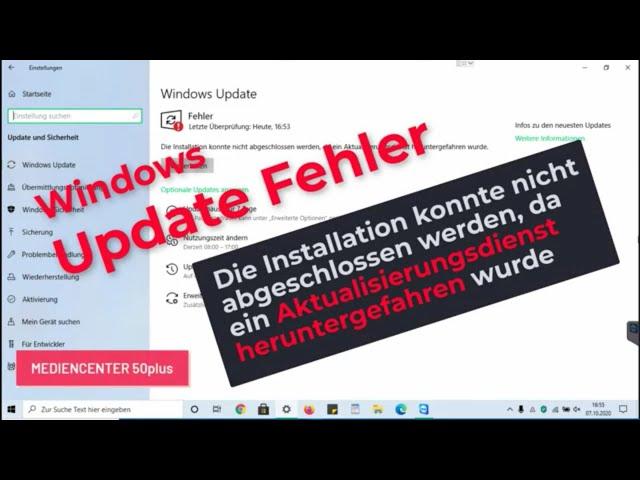 Windows 10 Update Problem - Aktualisierungsdienst heruntergefahren -