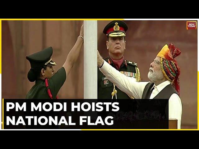 Prime Minister Narendra Modi Hoists The National Flag At The Red Fort In Delhi, On Independence Day