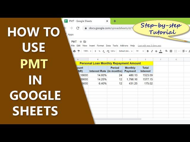 Google Sheets PMT Function | Calculate Monthly Loan Payment Amount | Do What-if Analysis