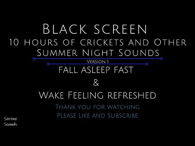 Black Screen 10 Hours - Crickets and Frogs - Summer Night Sounds - Cricket Sounds - Frog Sounds.