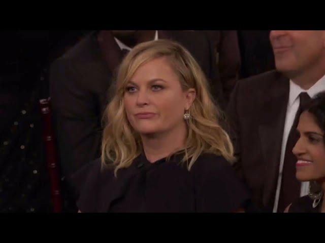 Amy Poehler refuses Seth Meyer's punch line during 'mansplaining part' of 2018 Golden Globes