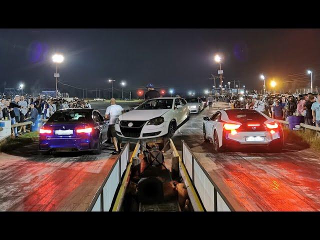 The Rock - Drag Racing!! BMW M3 vs BMW i8 + Crazy Burnouts! - VirtuallyVids