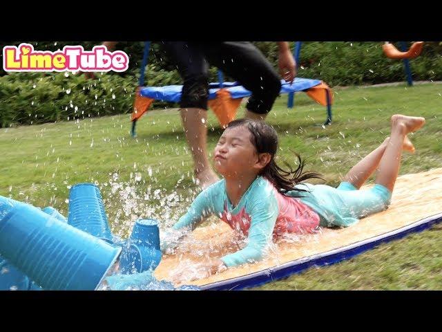 Lime's Water Slide Game Challenge Winner? | playground for kids