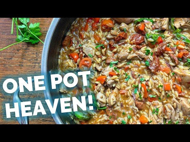 30-Minute Sundried Tomato, Chicken & Chorizo Orzo Recipe