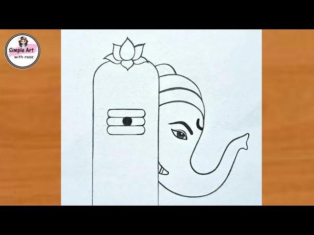 Easy drawing of Ganpati Bappa |Lord Ganesha drawing |drawing for beginners |simple art with rose