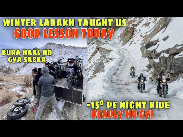 Winter Ladakh ne First Day Hi Sabki haalat Tight Kar Di | EP-02 Leh To Kargil 220 Kms in -15 Deg |