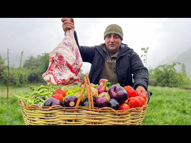 Very Healthy And Delicious Dinner Of Fresh Vegetables And Meat Baked In The Oven