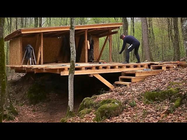 Man Builds PALLET House on Steep Mountain | by @lesnoy_offline3431