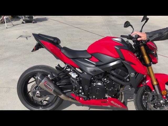 2018-19 Suzuki GSX S750 Stock vs. Yoshimura Alpha T slip-on and drive by