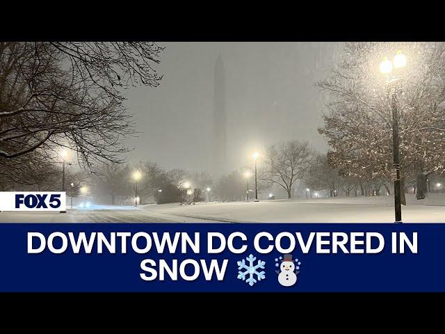 Downtown DC covered in snow